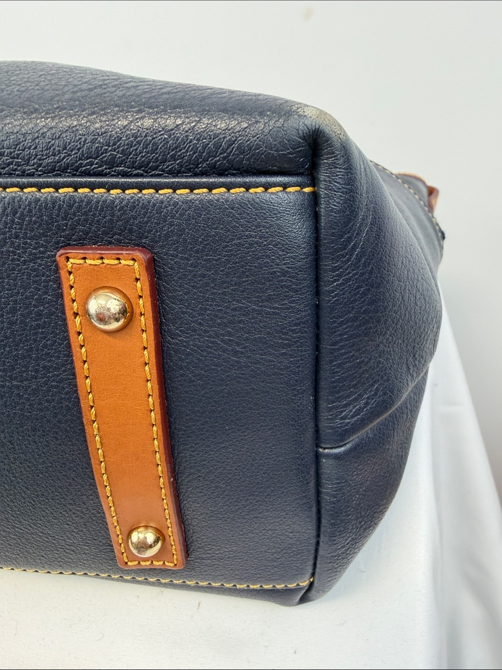 Dooney & Bourke Dillen Navy Pebble Leather Zip Pocket Shoulder Tote Bag - Picture 5 of 11